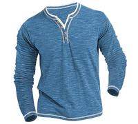 Chemise Henley à manches longues pour homme - Col à bandes boutonnées sur le devant, haut décontracté coupe ajustée pour un usage quotidien, les sorties de week-end et les événements intelligents et