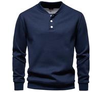 Chemise Henley thermique en tricot gaufré pour homme, quart de bouton, col en V, coupe ajustée, pull Henley à manches longues pour homme, noir foncé, XL