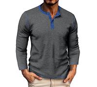 Chemise Henley vintage à manches longues pour homme avec boutons gaufrés, T-shirts Henley, polo de golf, tennis, t-shirt de gym, chemise à manches longues, chemises décontractées, chemises de