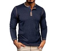Chemise Henley vintage à manches longues pour homme avec boutons gaufrés, T-shirts Henley, polo de golf, tennis, t-shirt de gym, chemise à manches longues, chemises décontractées, chemises de