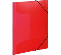 HERMA 19504 Lot de 3 porte-documents A4 en plastique pour enfants avec rabats intérieurs et élastique Rouge translucide