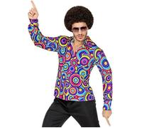 Widmann S.r.l. - Chemise Hippie psychédélique homme Multicolore Yéyé Disco S/M