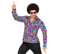 Chemise Hippie - WIDMANN - Années 70 Bubbles - Violet - Multicolore - Adulte