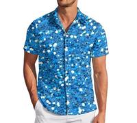 Chemise Homme À Paillette, Chemise Homme Disco Année 70, Chemise À Manches Courtes Boutonnée À Col, Imprimée en 3D Numérique avec des Sequins pour Homme, Style Carnaval Top Fête De Thème