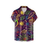 Chemise Homme À Paillette, Deguisement Disco Homme, Chemise À Manches Courtes Et Col Boutonné, Imprimée en 3D Numérique, Style Carnaval Haut Top pour Carnaval