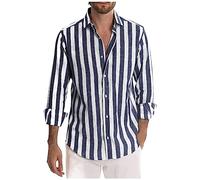 Chemise Homme à Rayure Chic Chemises Casual Homme Chemise Homme Manches Longues Classique Chemisette Homme Confortable Travel Chemise sans Repassage Chemise Homme Regular Fit Baggy Homme