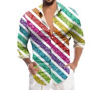Chemise Homme avec Paillettes, Déguisement Année 70 Tee Shirt Homme Annee 80 Chemise Groovy Deguisement Disco Adulte Chemise 70'S Deguisement Nouvel an Homme Deguisement Grande Taille Homme