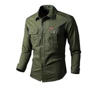 Chemise Homme Basic Casual Hommes Chemise À Manches Longues Nouvelle Chemise Automne Hommes Vêtements De Travail Chemise De Poche G-Army Green1 L