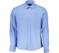 Chemise homme bleue, coupe regular, coton bio, col italien, taille : S Couleur : Azzurro
