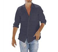 Chemise homme boutons-pression unie manches longues col décontracté poche hauts à rabat homme chemise boutonnée chemises homme chemise nœud papillon homme, gris, XL