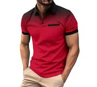 Chemise Homme Cadeau pour Homme Grande Taille Mode Shirt Tee Shirt Polo Ete Chemise Oversize Vacances Chemise Homme Manche Courte(Vin,L)