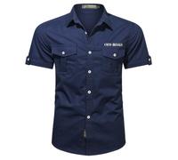 Chemise Homme Cargo Coton Regular Fit Manches Courtes Bleu INSFITY M