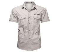 Chemise Homme Cargo Coton Regular Fit Manches Courtes Confortable Couleur Uni été L