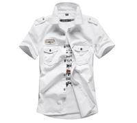 Chemise Homme Cargo Coton Regular Fit Manches Courtes Confortable Couleur Uni été S
