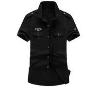 Chemise Homme Cargo - INSFITY - Regular Fit - Manches Courtes - Coton - Noir M