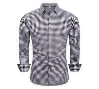 Chemise Homme Carreaux Décontractée Vintage Chemises Hommes Col V Et Manches Longues Haut En Coton Et Lin Pour Été Automne Ajustée Boutons Noir Blanc Du Métier Tisser T Hommes V Sous vêtements (XXL)