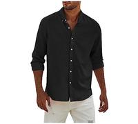 Chemise Homme Casual Chic Chemise Homme Manches Longues Regular Fit Chemises Business Homme Chemisette Homme Confortable Travel Chemisette pour Homme Couleurs Pures Chemise sans Repassage