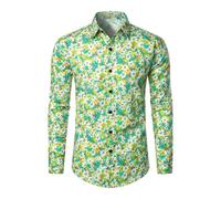 Chemise Homme,Chemise Hawa Iian pour Homme Chemise d'affaires Florale Chemise décontractée à Manches Longues et Boutons