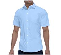 Chemise Homme - Chemises Tropicales Plage Tops Homme Manches Courtes Chemise d'été Leger Boutonnée Chemise Chemise Safari avec Poches Classique Chemise De Plage
