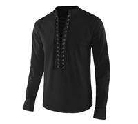 Chemise Homme-Costume de Cosplay pour Hommes, médiéval, Couleur Unie, Bretelles Amples, Support C Ollar, Chemise à Manches Longues, P Rince