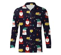 Chemise Homme De Noel Chemise Canadienne Tenue De Noel, Shirt Homme Noël Motif 3D Funky Christmas Manches Longues Button Down Hauts Taille Fine Décontracté Mode Simple, pour Fête Festive