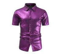Chemise Homme Disco À Paillettes, Chemise Annee 80, Cardigan Homme Grande Taille, Coupe Ajustée, Col Rabattu Manches Courtes Style Tendance Collection Été Transfrontalière. Chemisier Top Fête De Thème