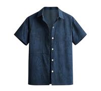 Chemise Homme en Coton Manches Courtes Boutonnée Coupe régulière décontractées Chemise habillée Formelle avec Poche pour été Hawaii Holiday Beach Party Chemises décontractée en Lin texturé
