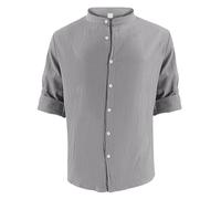 Chemise Homme en Lin et Coton Manches Longues Casual Uni pour l'Été Plage Décontractées Gris 2XL