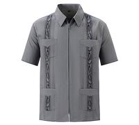 Chemise Homme Ete - Chemise Homme Zippée Personnalisable avec Manches Courtes et Design Multifonctionnel à Quatre Poches Pratiques