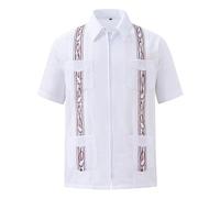 Chemise Homme Ete - Chemise Homme Zippée Personnalisable avec Manches Courtes et Design Multifonctionnel à Quatre Poches Pratiques