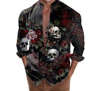 Chemise Homme Fun Deguisement Halloween, Shirt À Manches Longues Col Revers Imprimé 3D De Motifs Individuels Couleurs Sombres Casual Légers Confortables Et Respirants Fête De Fin D'année
