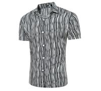 Chemise Homme - LEOCLOTHO - Personnalité de correspondance de couleur de bande - Coupe slim près du corps L