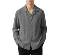 Chemise Homme Lin, Chemise décontractée à Manches Longues, Collection Automne, Coupe Ample, boutonnée, Respirante et Confortable, Style Tunique Oversize.