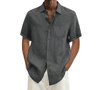 Chemise Homme Manche Courte-Chemisette pour Homme Col Mao-Shirts Grande Taille Confortable Décontractées Tee-Shirts Anti-Transpiration Léger Slim Fit Tee Shirt Repassage Facile Respirant