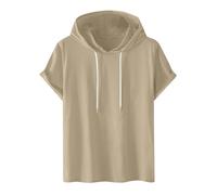 Chemise Homme Manche Courte Coton Sweat à Capuche pour Hommes T Shirts Décontractés Sweatshirt Athlétique à Capuche Hoodie Basique Chemises de Sport Vêtement de Sport Cadeaux Hommes