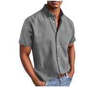 Chemise Homme Manches Courtes Chemise Décontractée Sans Repassage Chemise Homme avec Poches Grandes Tailles Chemise Manches Courtes Été Chemise Col Boutonné Regular Fit Chemise d'Été, gris foncé