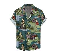 Chemise Homme Manches Courtes d'Été décontractée Coupe régulière Boutonnée Chemise de Plage Tee Shirt Chemiser pour été Hawaii Holiday Beach Party Chemises de Cowboy Western pour Homme