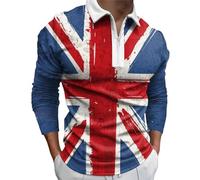 Chemise Homme Manches Courtes Imprimée - T-Shirt Décontracté en Coton Imprimé avec Drapeau du Jour De L'Indépendance pour Doux Et Confortable avec Col Rond Et Manches Longues (Blue M)