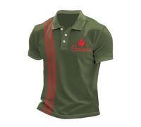 Chemise Homme Manches Courtes Lin - Chemise À Manches Courtes pour Coupe Ajustée Imprimé Drapeau du Canada Style Décontracté avec Fermeture Éclair (Army Green M)