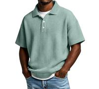 Chemise Homme Manches Courtes,Polo, pour à Manches, col à, Boutons, texturées, Coupe Ample, Style cubain, idéales pour l'été et la Plage, avec Poche et Grandes Tailles. X Grands (Light Green, S)