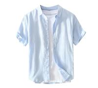 Chemise Homme Manches Courtes Traditionnel Dcontract Classique Manches Lin Hommes Confortale Pratique Styl Uniforme Doux Polyvalent Respirant Lger Raffi Coupe Haut Chemisier Durale Dcontract