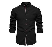 Chemise Homme Manches Longues- Blouse De Travail Col Mao Couleur Unie Décontractée Coupe Slim Chic Classique Confortable Passe-Partout d'affaires Haut Repassage Facile Automne Streetwear