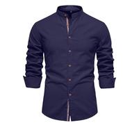 Chemise Homme Manches Longues- Blouse De Travail Col Mao Couleur Unie Décontractée Slim Chic Légère Classique Comfortable Business Haut Repassage Facile De Tous Les Jours Streetwear
