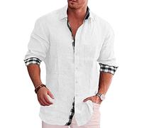 Chemise Homme Manches Longues Classique Col Rabattu Slim T Shirt Homme Casual Mode Sweats Homme Travail Plage Pas Cher Tshirt Homme Humour Robe Chemise Blanche L