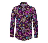 Chemise Homme Manches Longues Col À Revers Style Disco Chemises Button Down Novelty Imprimé Carnaval Costume Deguisement Hippies Classique Tenue De Fête Amusante Soirée Bal De Promo Vetement