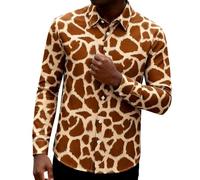 Chemise Homme Manches Longues Décontractée Imprimée Animaux et Rayures Mode Automne Tenue Business Loisirs Look pour Hommes(2-Yellow, S)