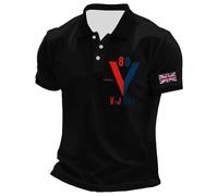 Chemise Homme Manches Longues,Homme Décontracté Manches Courtes Ample Imprimé Journée Européenne de la Guerre Édition Commémorative sans Délimitation Technologiquement Moderne (Black, XXL)