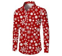 Chemise Homme Manches Longues Imprimé Numérique Père Noël, Chemise Moche Slim Fit Christmas Homme Grande Taille Pull Moche De Noel 3D Imprimer Christmas Motif Print Elégant Noel Tunique Noël