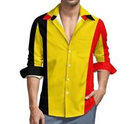Chemise Homme Manches Longues, Imprimé Vintage Casual Button Down Manche Longues Drapeau De La Belgique Vacances Ete Imprimé Plage Chemises, élégant Et Chic Chemise