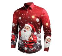 Chemise Homme Noel Chemise Canadienne Tenue De Noel, Hommes Noël Festivals Vacances Hauts Décontracté Chemises Fête 3D Imprimer Intéressant Laid Revers Manches Longues Chic Cadeaux